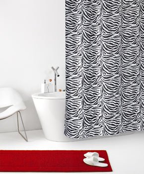 Duschvorhang Zwei Seiten Aus Stoff Cm. 180 X 200 Mod. Zebra Schwarz - MEGART