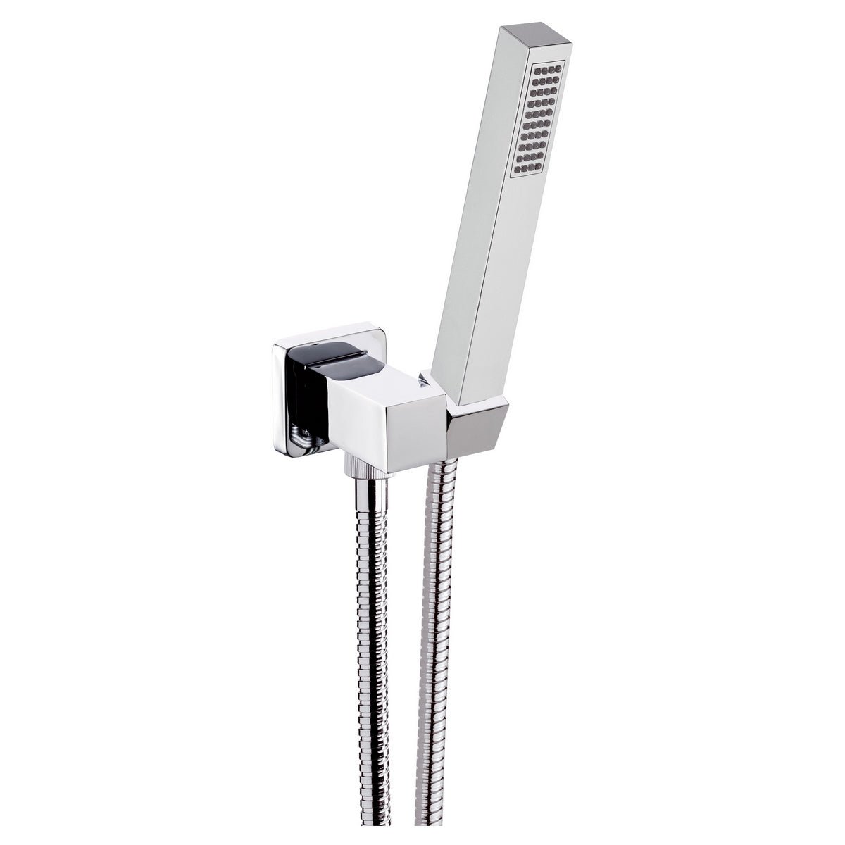 Quadratischer Wasserauslass aus Messing + Polar - Handbrause + Flexschläuche - MEGART