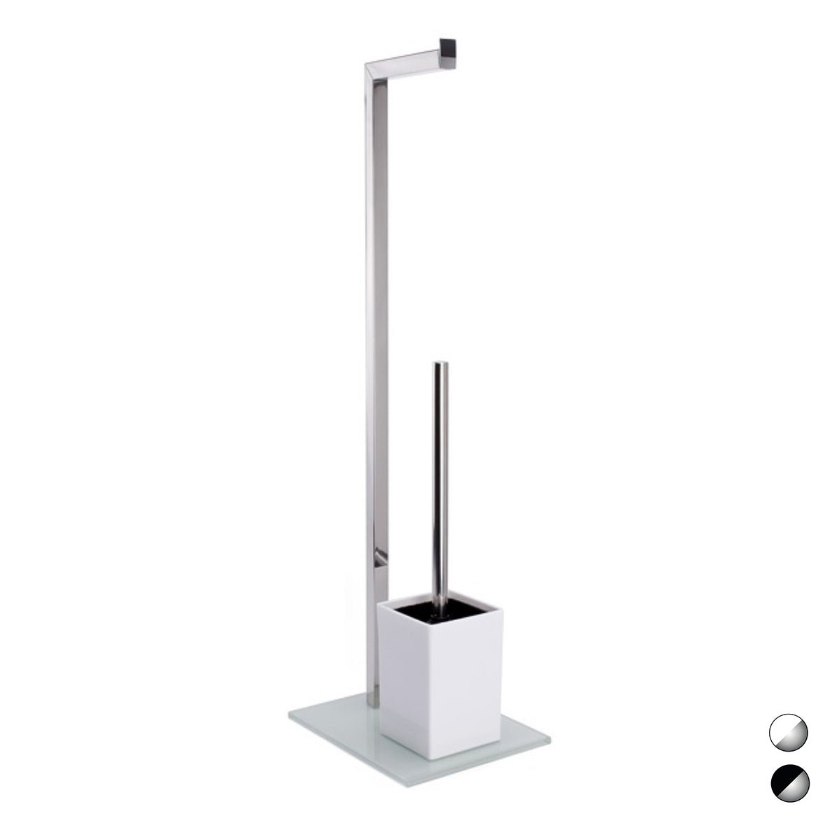 Edelstahl - Standhalter Mit Rechteckiger Glasbasis Für Wc - Bürste - MEGART