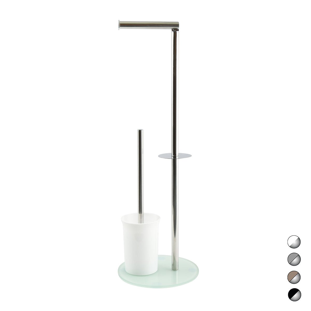 Edelstahl - Standhalter Mit Ovaler Glasbasis Für Wc - Bürste - MEGART