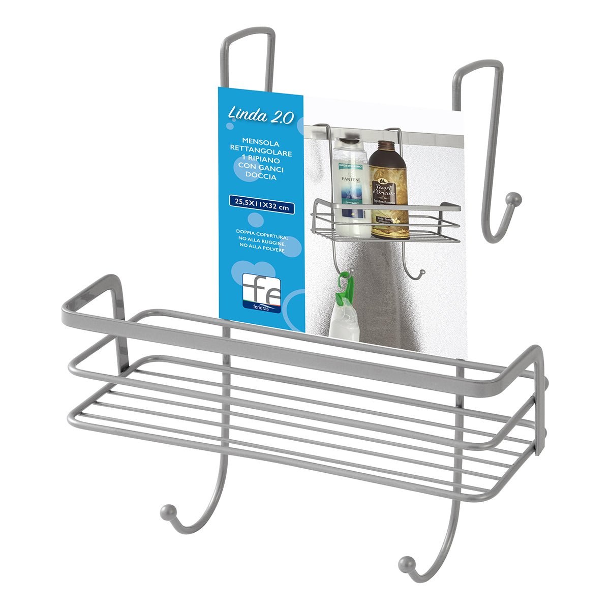 Rechteckiges Regal Mit 1 Ablage Und Duschhaken - MEGART