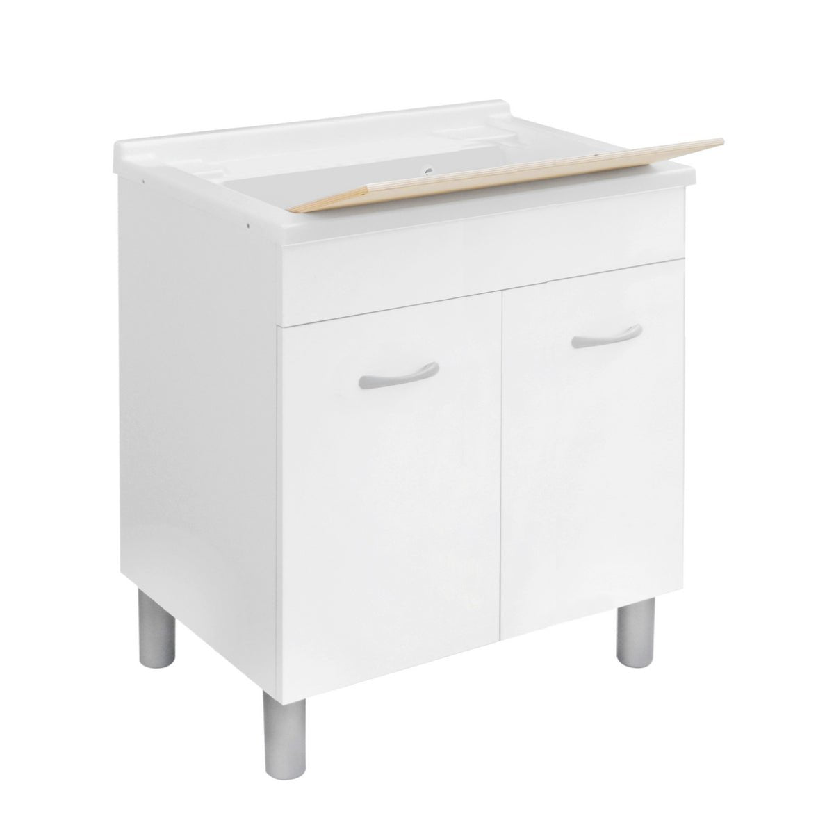 Waschtrog mit Melaminschrank und Holzplatte - MEGART