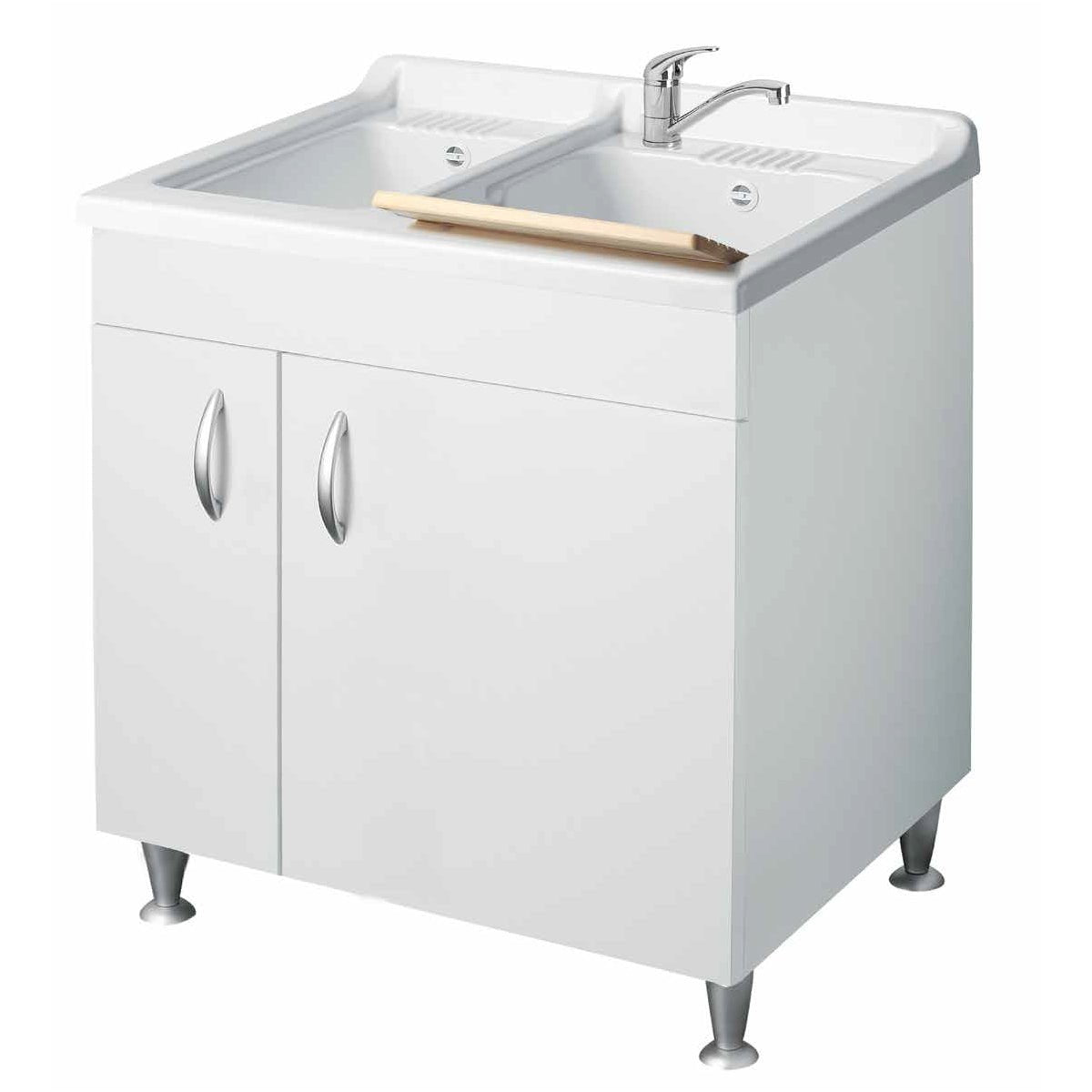 Waschtrog mit Melaminschrank und 2 Wanne - MEGART