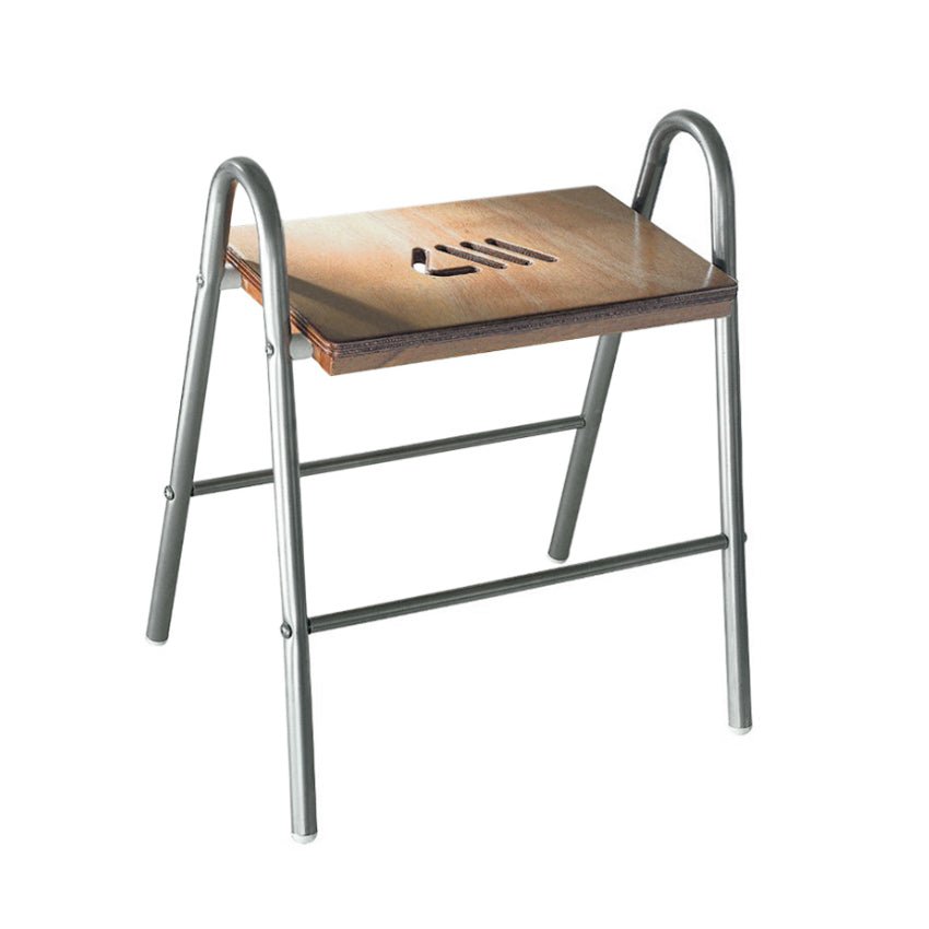 Badehocker Aus Holz Mit Verchromter Stahlstruktur - MEGART