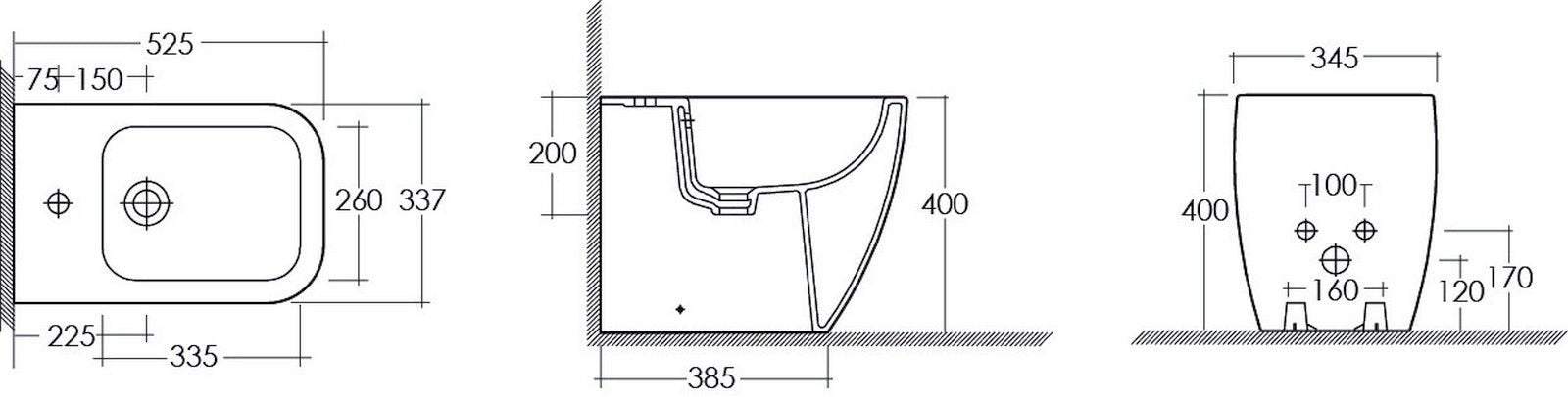 Metropolitan Back - to - Wall - Bidet - MEGART