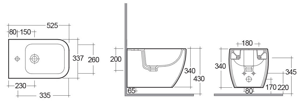 Wand - Bidet Metropolitan mit versteckter Befestigung - MEGART