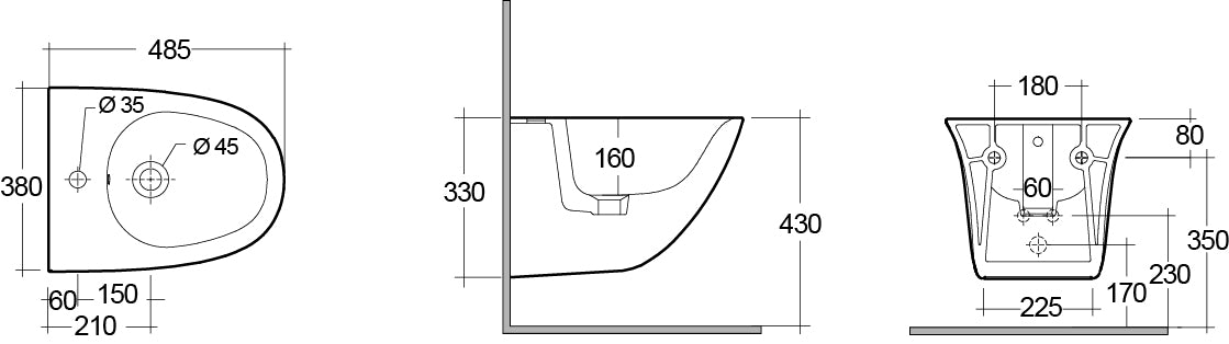 Hänge - Bidet Sensation mit versteckter Befestigung cm. 48 - MEGART