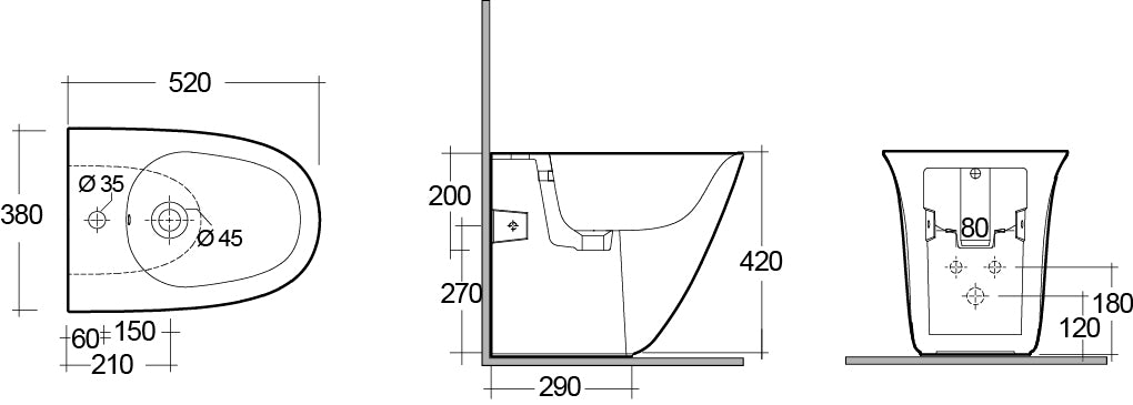 Bidet Sensation Wandbündig Cm. 52 - MEGART