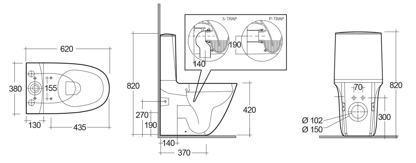Sensation Monoblock - WC zur Unterputzmontage - MEGART