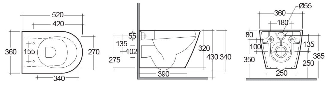 Resort Hänge - WC, Rimless mit versteckter Befestigung - MEGART