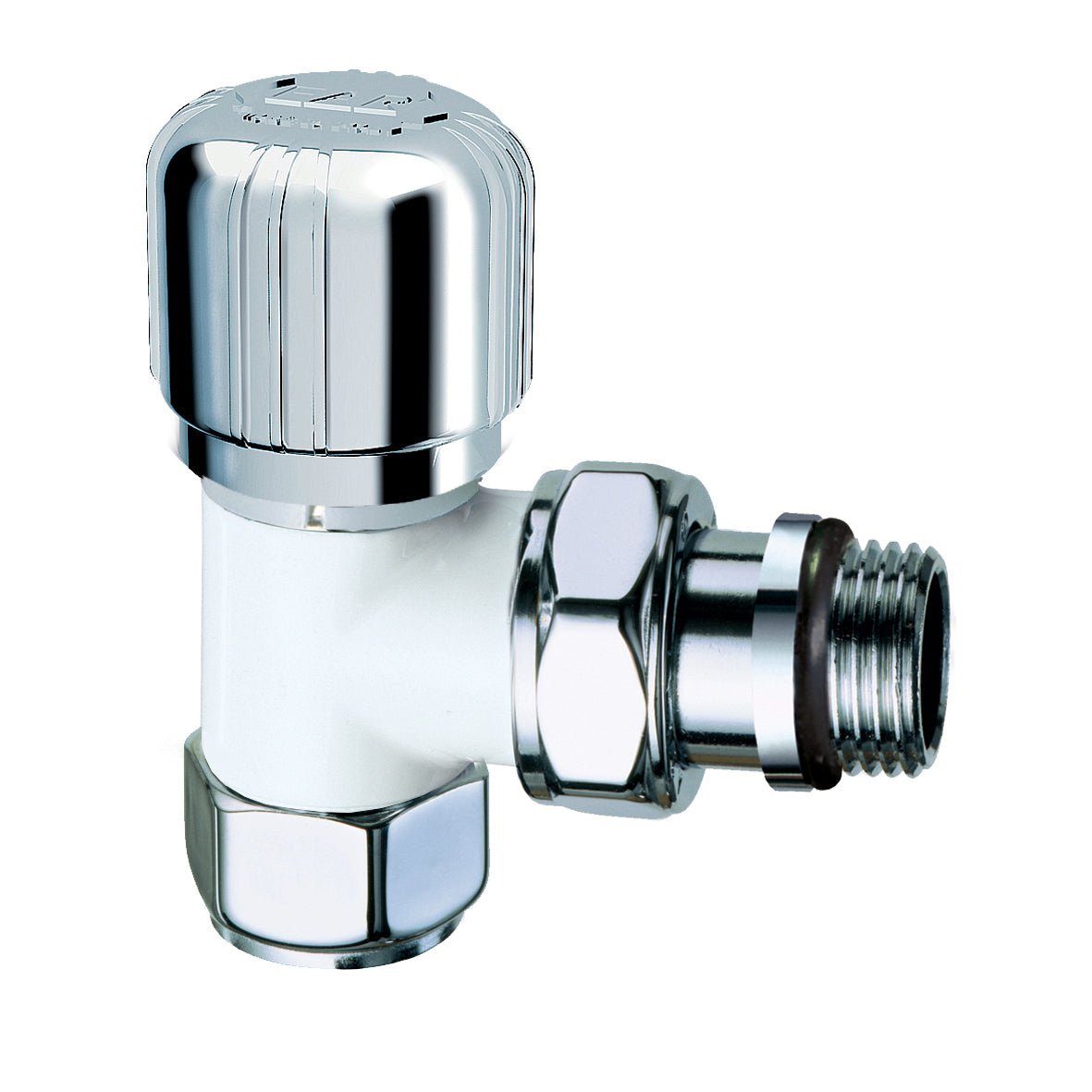 Thermostatisches Weiss - Chrom Winkelventil - MEGART