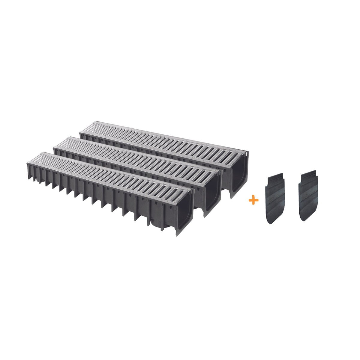 3 - Teiliges Set Pp - Kanal Mit Verzinktem Stahlgitter Ikarodrain - MEGART