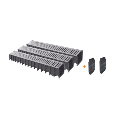 3 - Teiliges Set Pp - Kanal Mit Verzinktem Stahlgitter Ikarodrain - MEGART