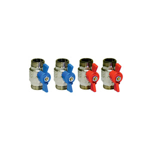 4-Teiliges Set Kugelhahn Mit 2 Roten Und 2 Blauen Hebeln