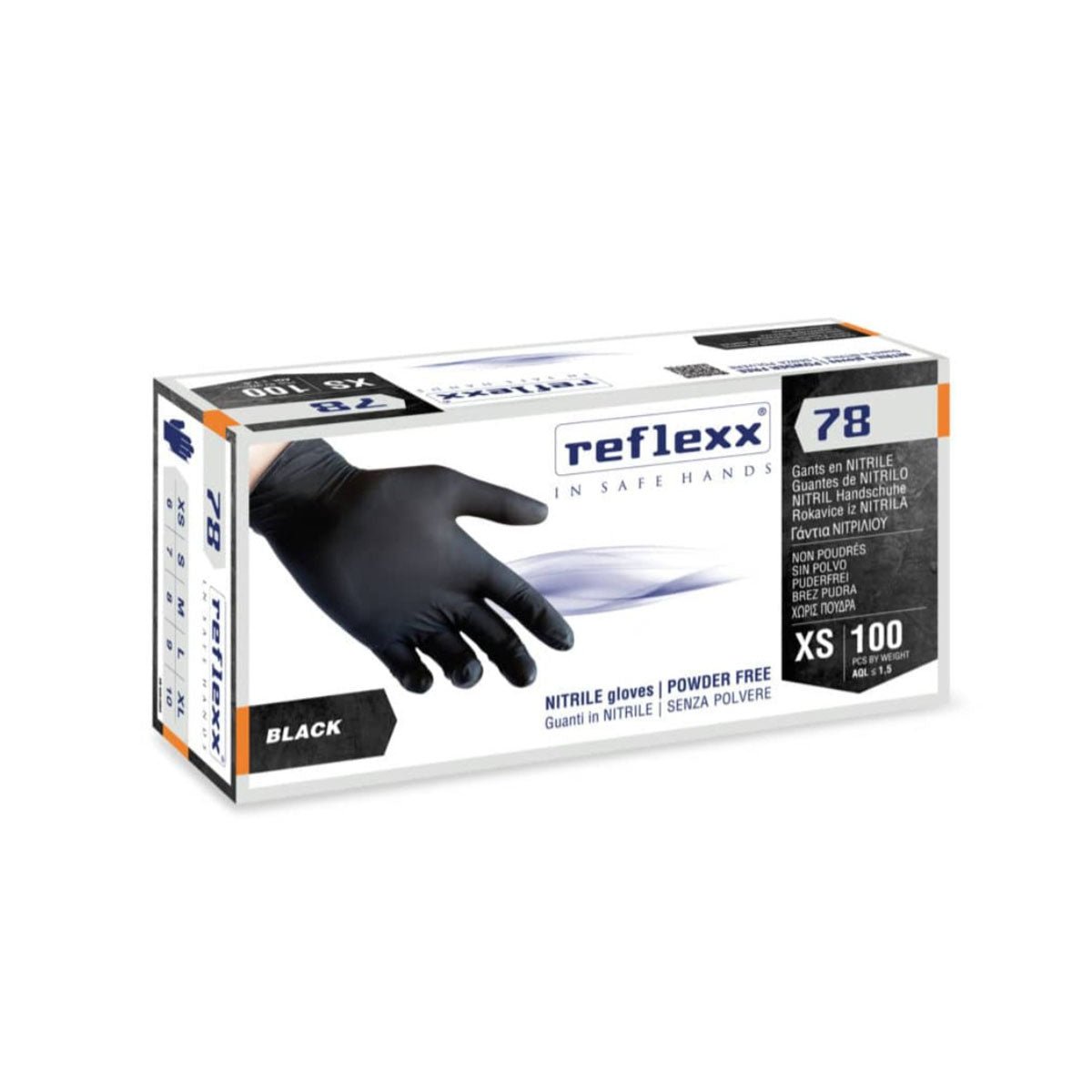 100 Stk Pulverfreie Schwarze Nitrilhandschuhe R78 - MEGART