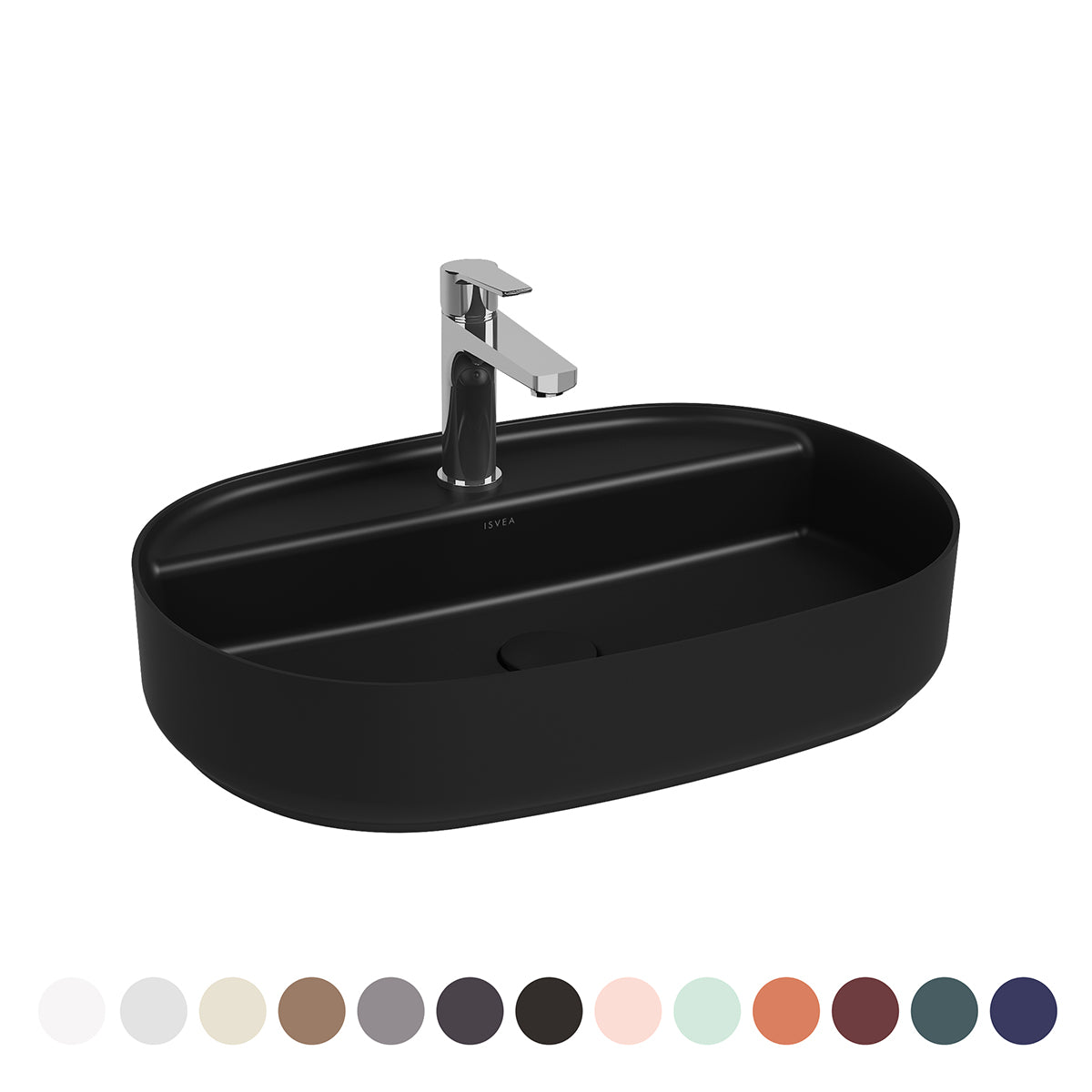 Lavabo D'Appoggio Ovale Con Foro Rubinetto Infinity                   