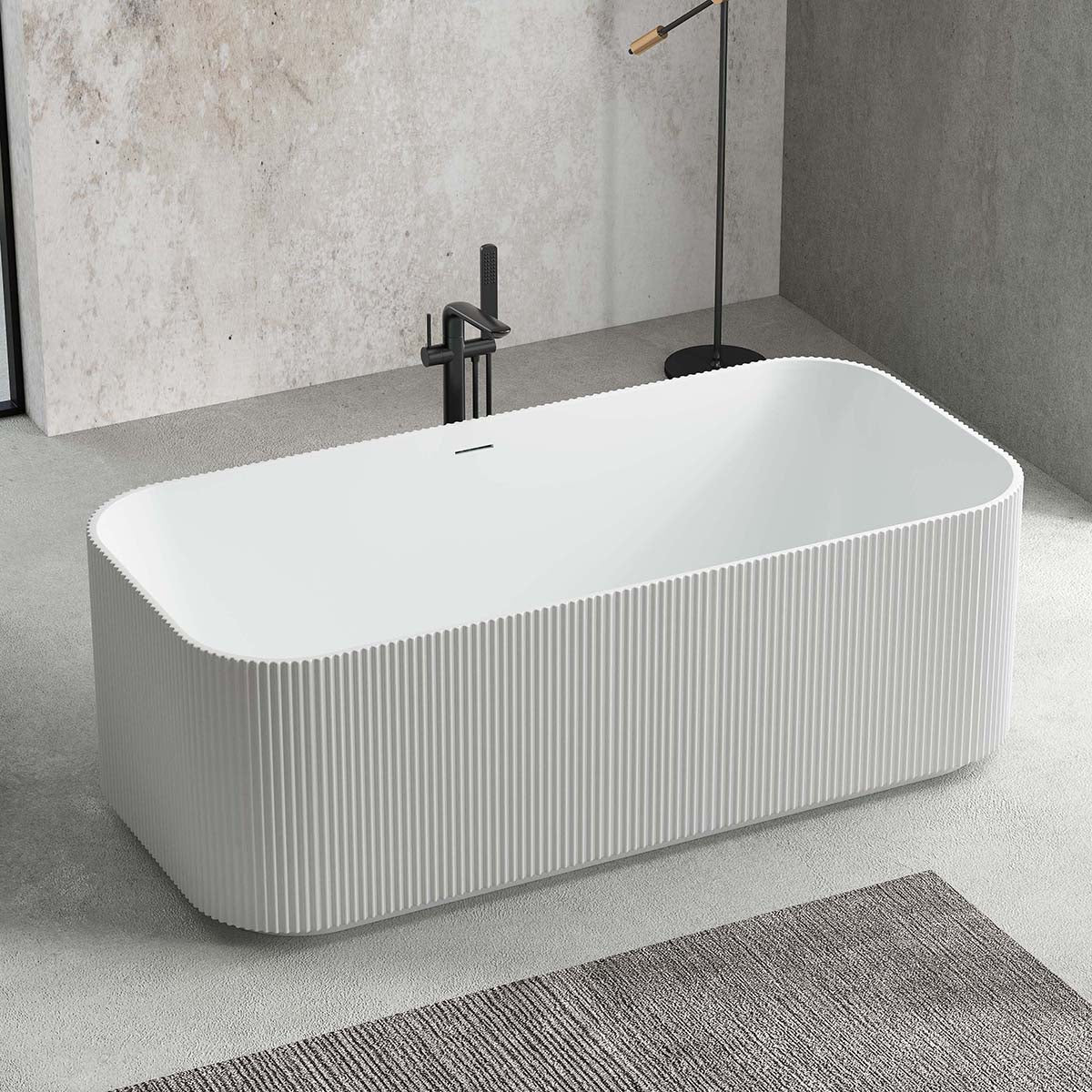 Freistehende, gerippte, rechteckige Angelica - Badewanne - MEGART