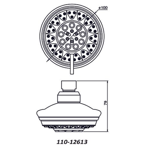 Duschkopf 5 Strahlarten Modell 12613 Durchm. 100 - MEGART