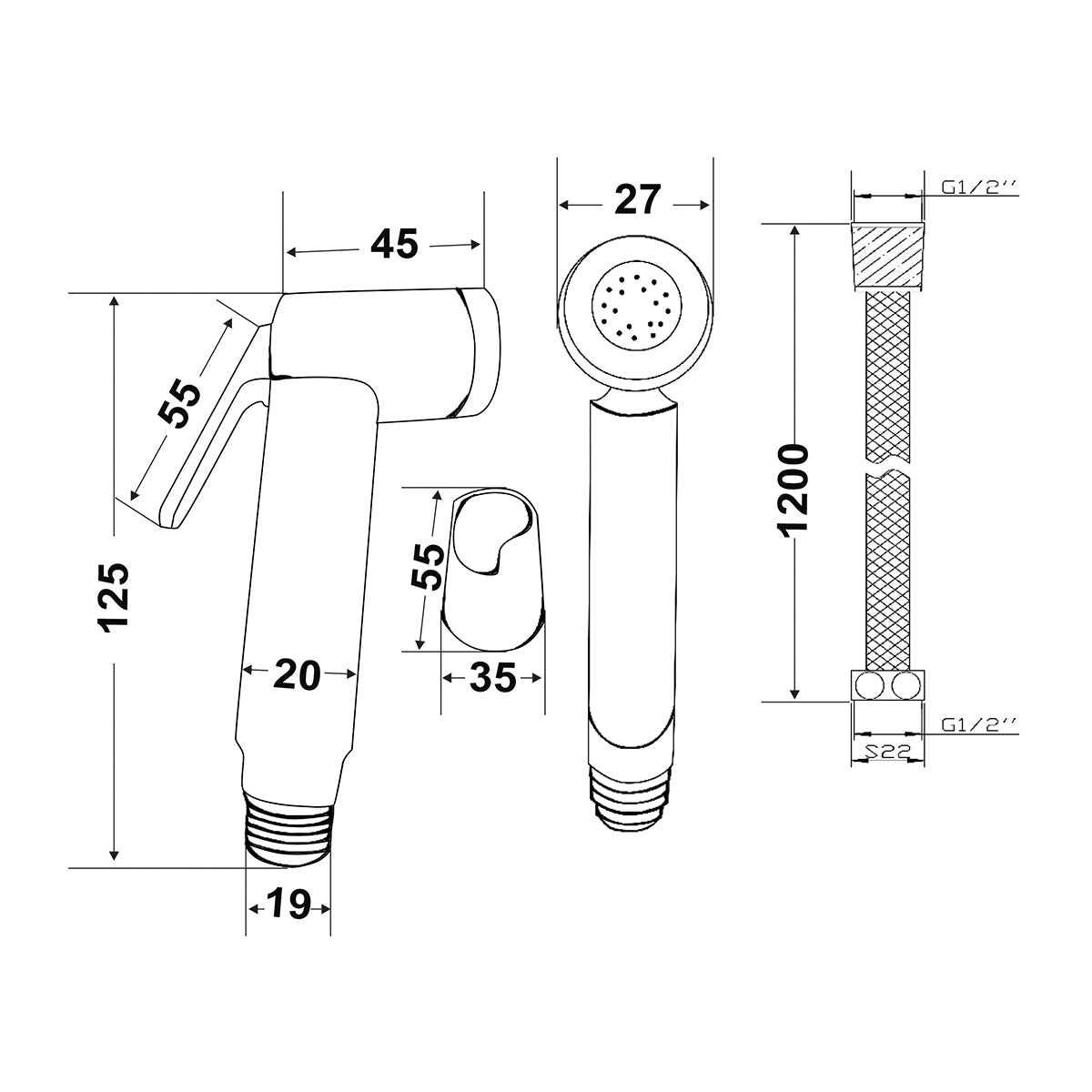 Shut - Off Duschkopf - Kit Mit Wandhalterung Und Flexibler Schlauch - MEGART