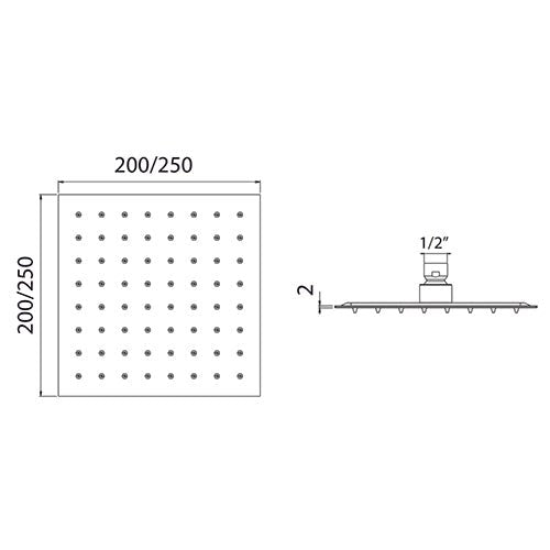 Extra Flacher Quadratischer Duschkopf - MEGART