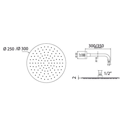 Rundes Duschkopf - Set - MEGART