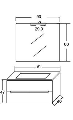 Hängeschrank Talia - Linie von 90 cm - MEGART