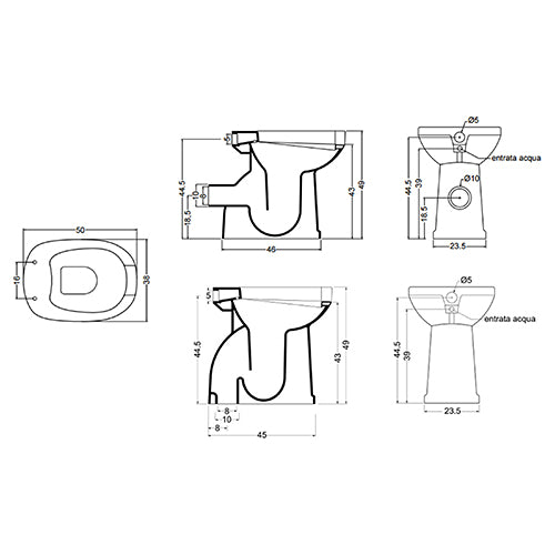 Vaso/bidet Behinderte Komplett DI Erogatore