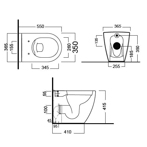 Greta WC zur Unterputzmontage, Rimless - MEGART