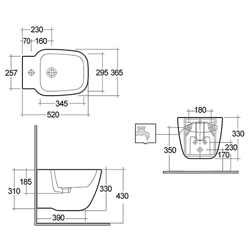 Hänge - Bidet One Mit Verdeckter Befestigung - MEGART