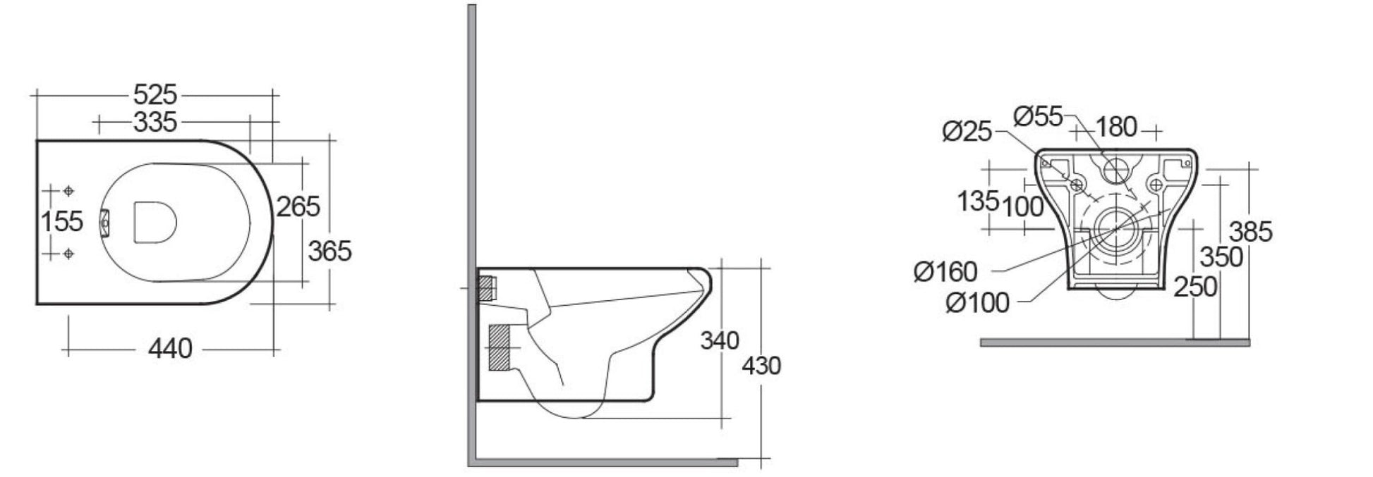 Kompaktes/Ninfea Rimless Hänge - Wc Mit Verdeckter Befestigung - MEGART