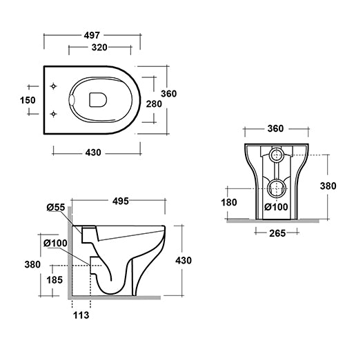 Sara Wandnahes Rimless Wc - Becken - MEGART