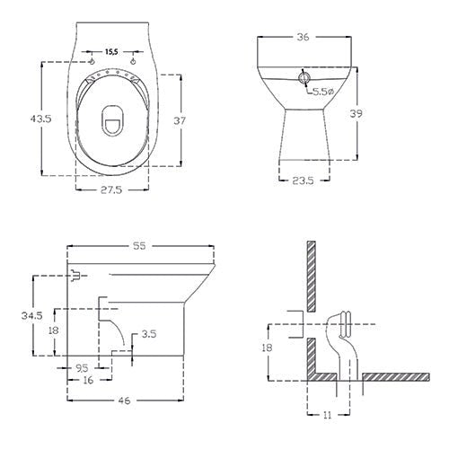 Wandnahes Wc Gelso Rimless - MEGART