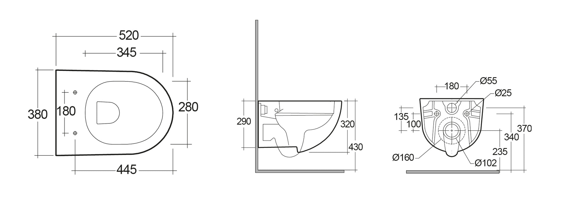 Des Hänge - WC, Rimless mit versteckter Befestigung - MEGART