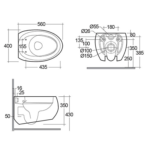 Cloud Hänge - WC, Rimless mit versteckter Befestigung - MEGART