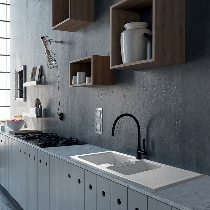 Einbau - Spülbecken Aus Keramik Mod. C283 Mit 2 Becken 116 X 50 - MEGART