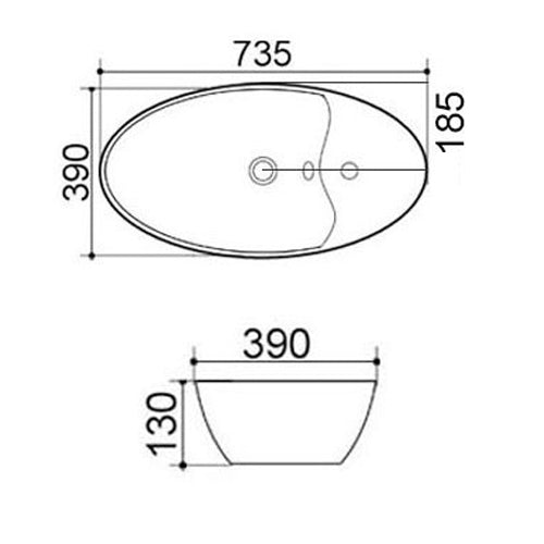 Aufsatzwaschbecken Mod. La28 Cm 73,5 X 39 - MEGART