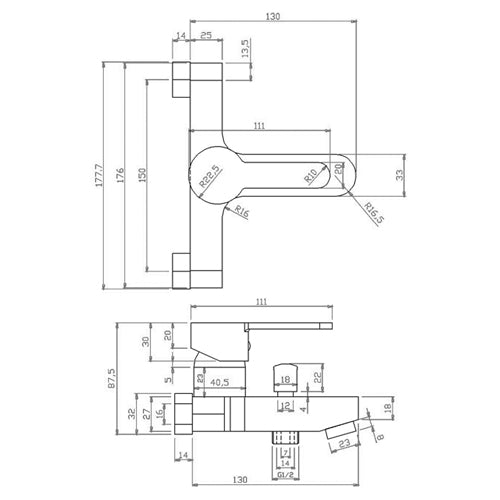 Einhebel - Badewannenmischer der Lole - Serie - MEGART