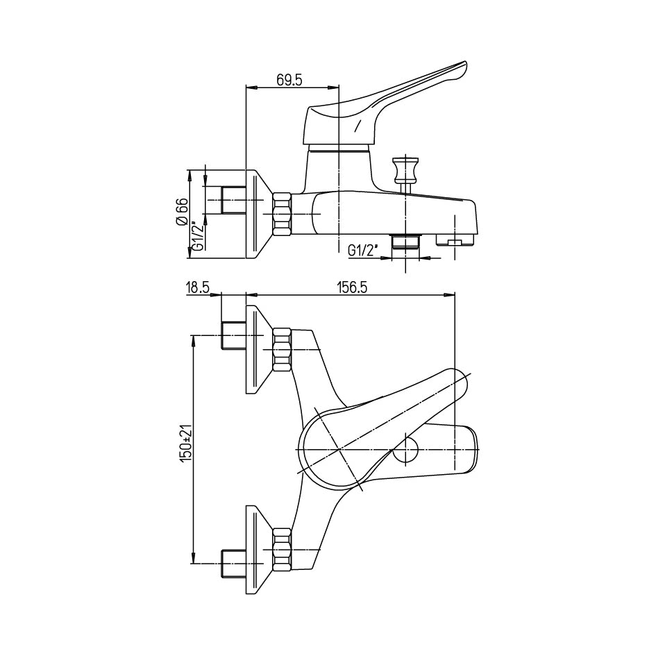 Einhebel - Wandbrausemischer Mit Zubehör Der Linie Derby - MEGART