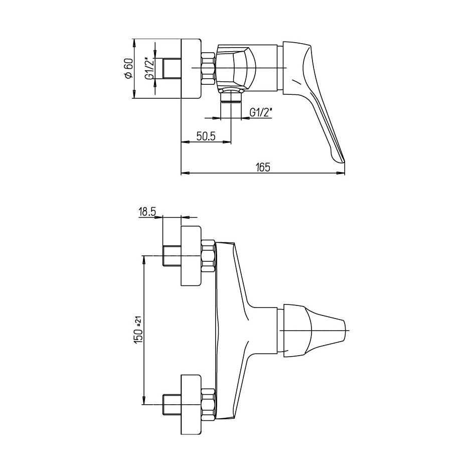 Einhebel - Duschmischer Aussen Linea Derby - MEGART